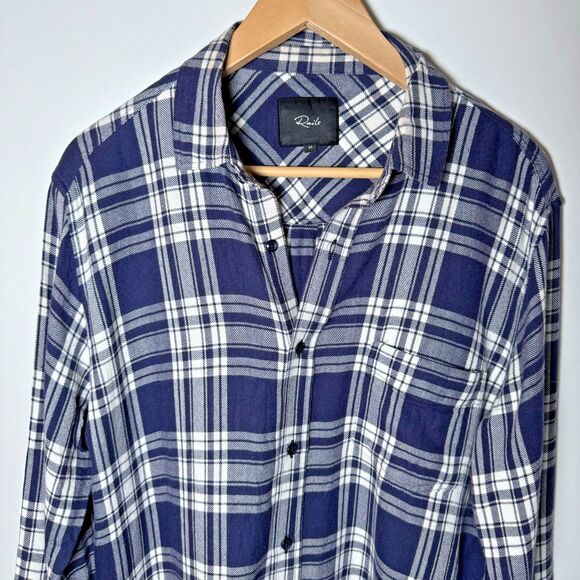 Rails Women Medium Plaid Button Down Shirt Blue White Lennox Arctic Coastal - Picture 2 of 14